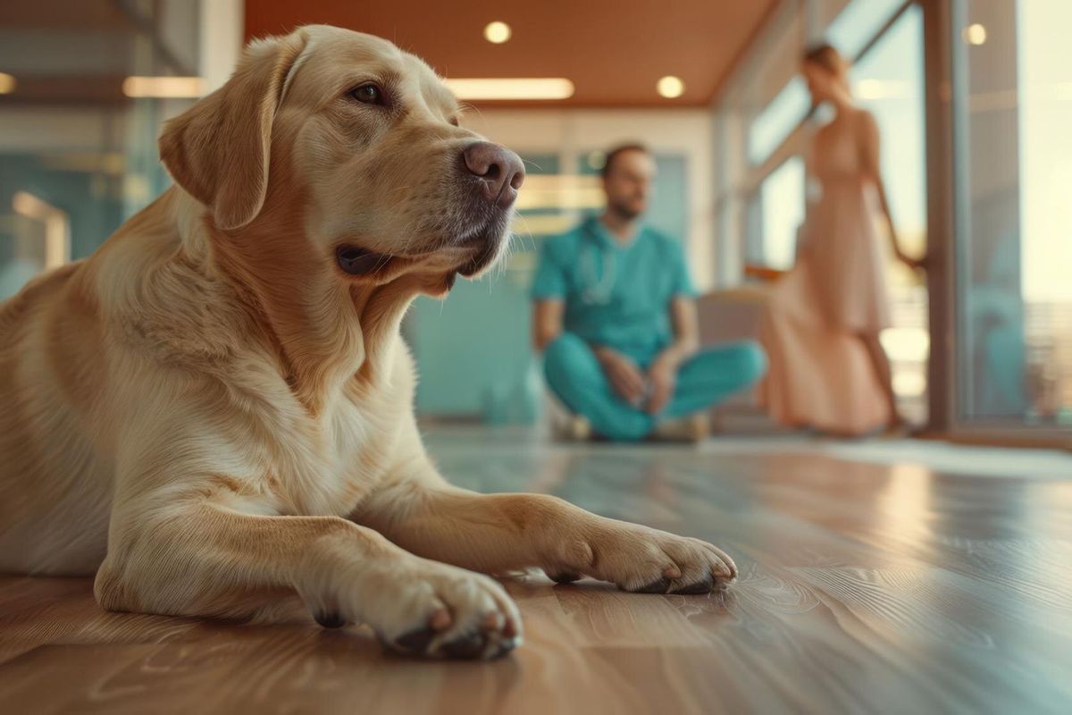 The Labrador on Wooden Floor