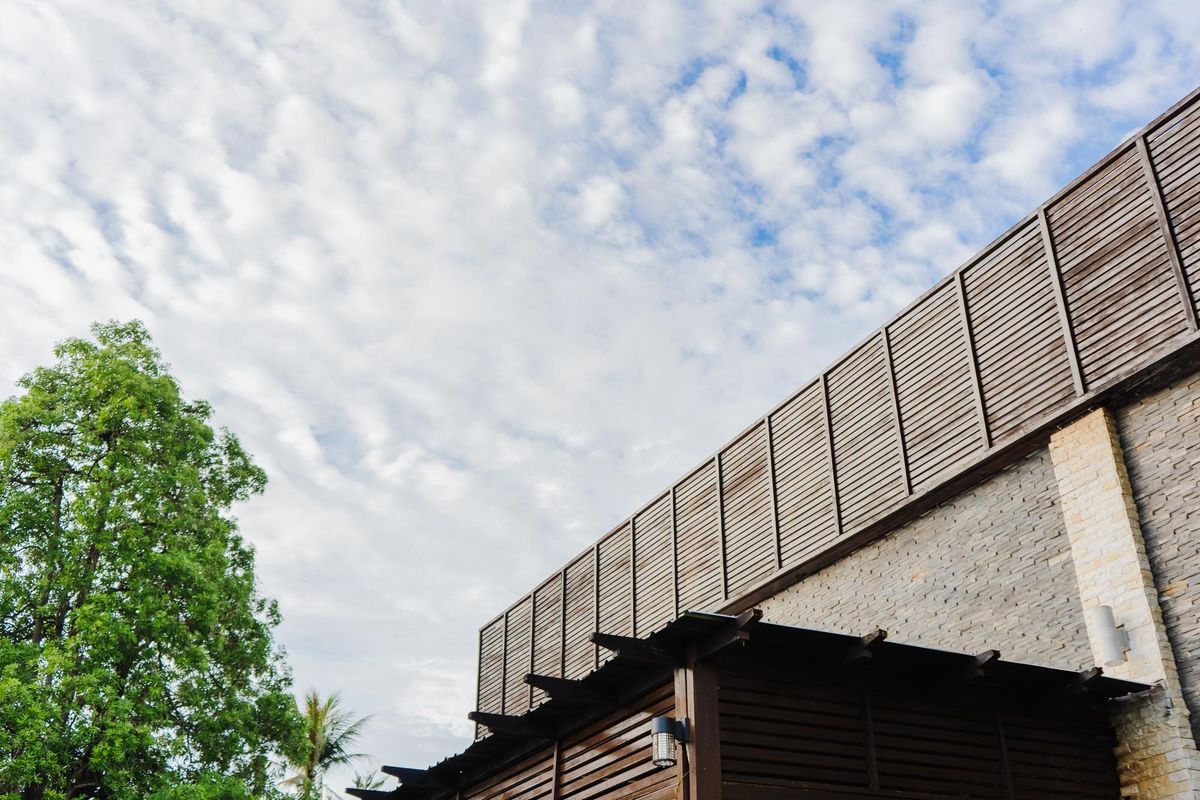 the sky above the building