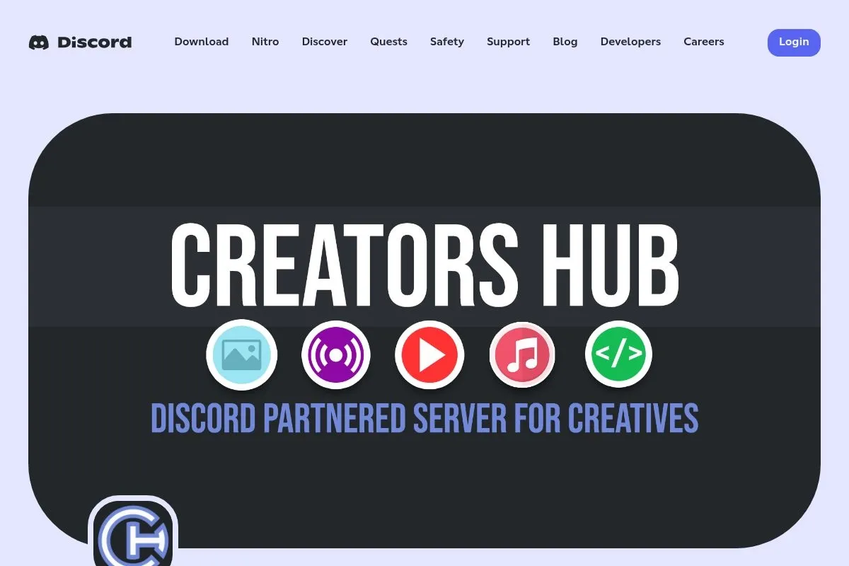 Screenshot of Discord Creators Hub's homepage