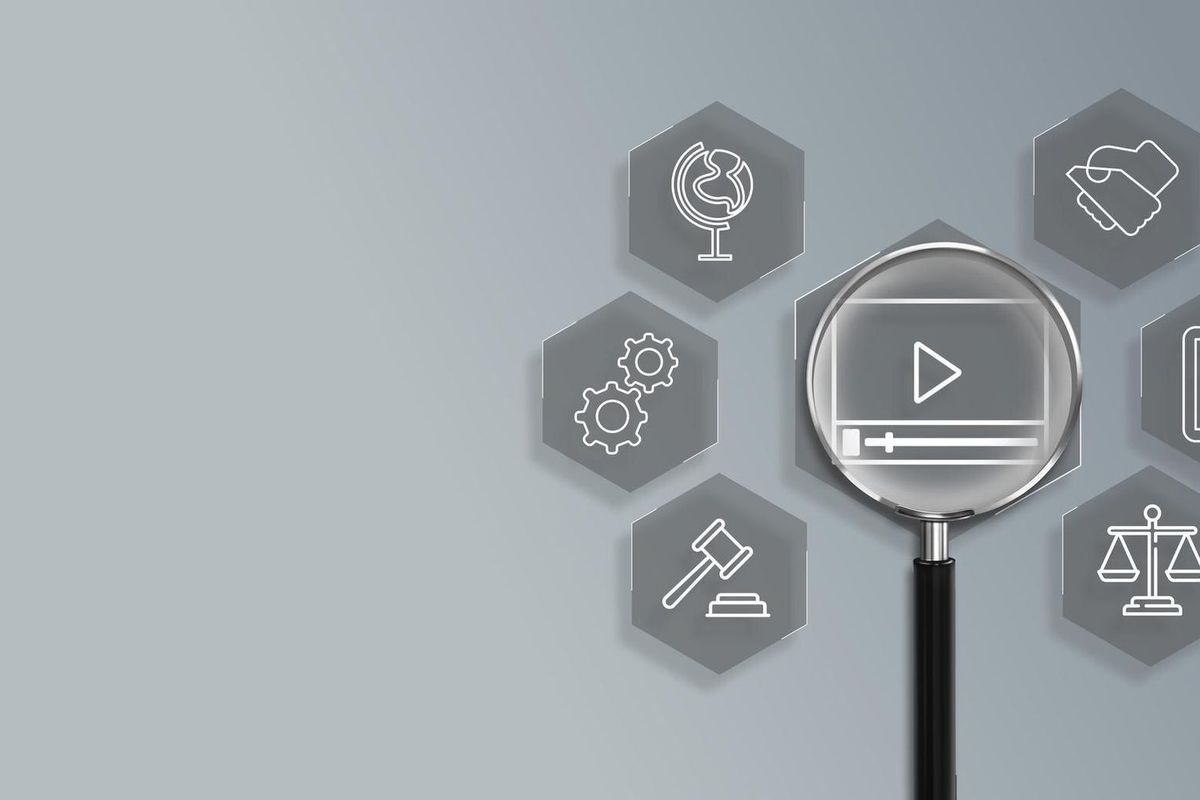 Magnifying glass focus to Elearning online education training webinar on internet for personal deve