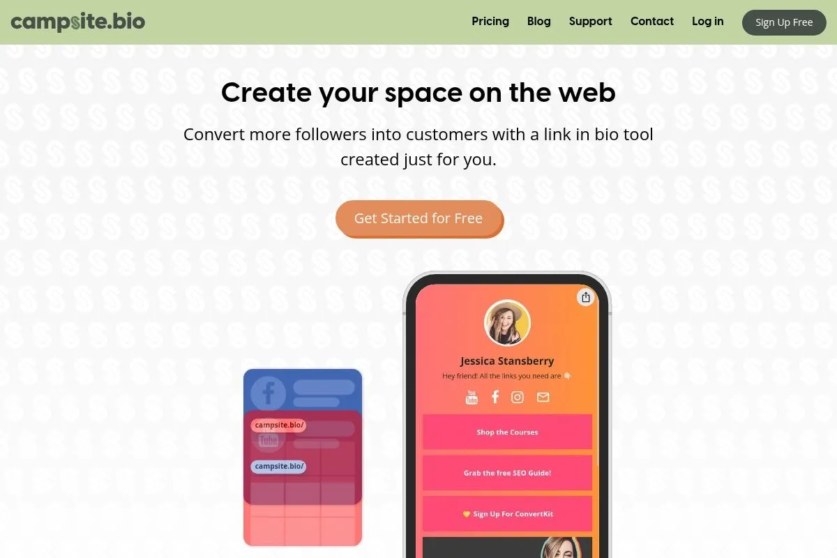 Screenshot of Campsite.bio's homepage
