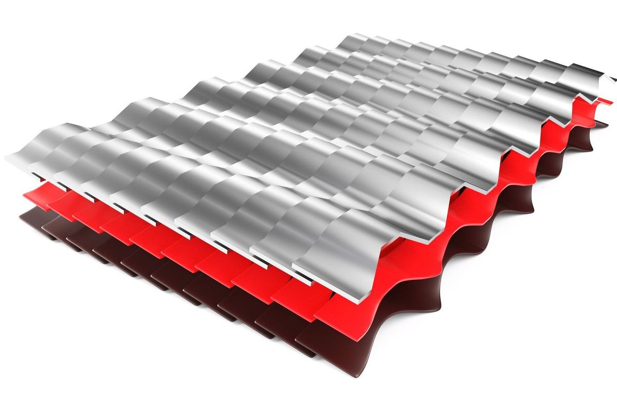 Metal tile sheets 3d render isolated on white