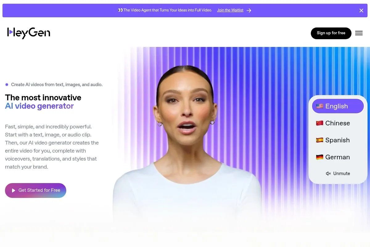 Screenshot of HeyGen AI Video Generator's homepage