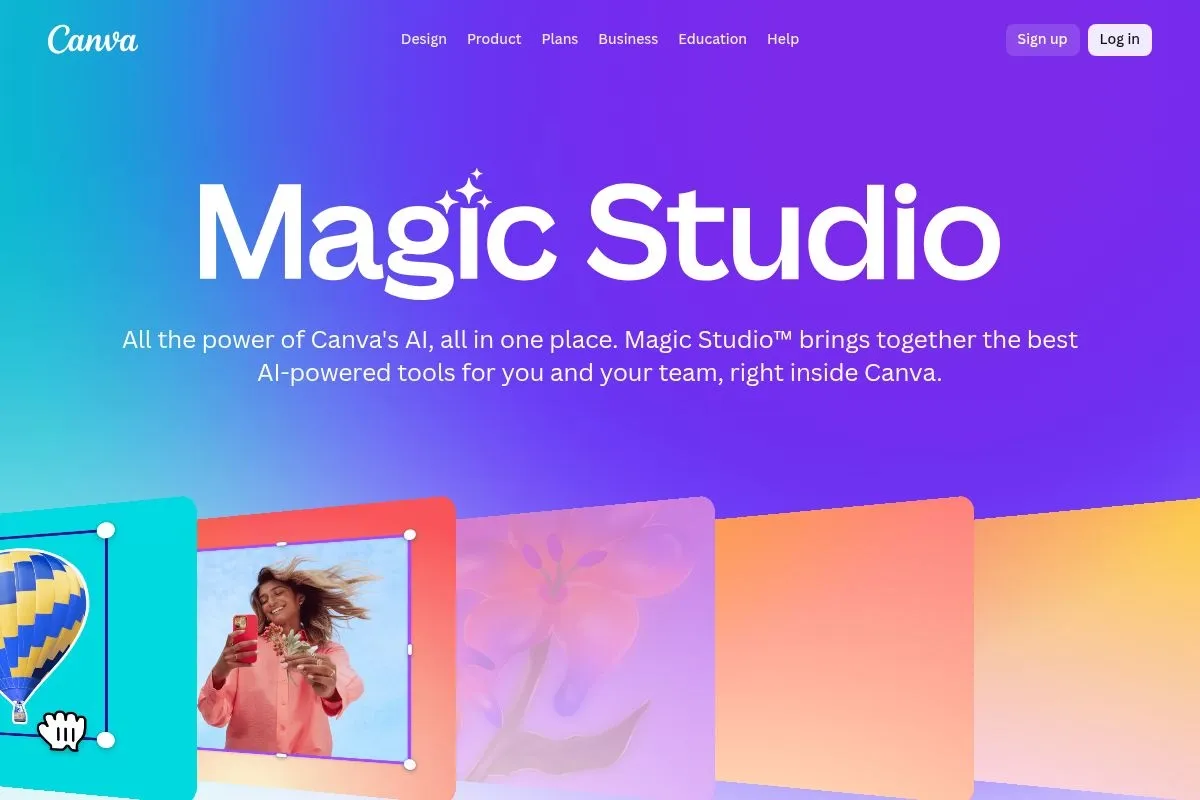 Screenshot of Canva Magic Studio's homepage