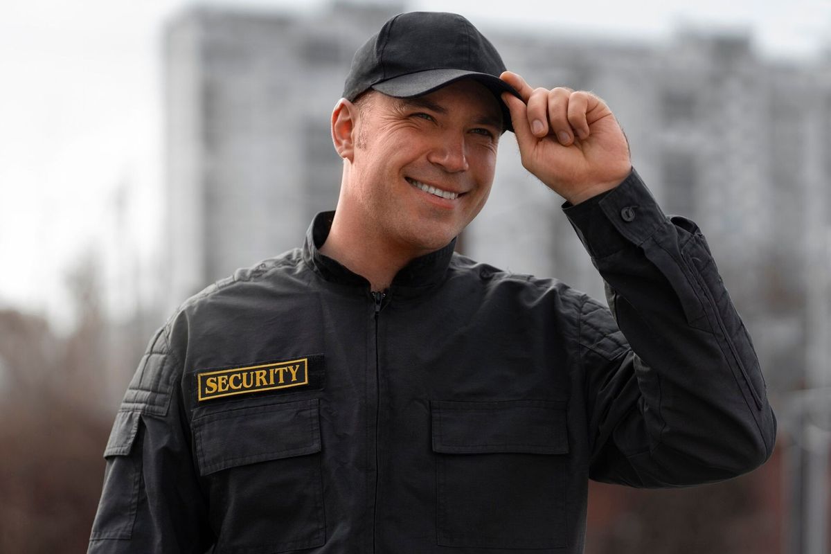 Portrait of male security guard with uniform