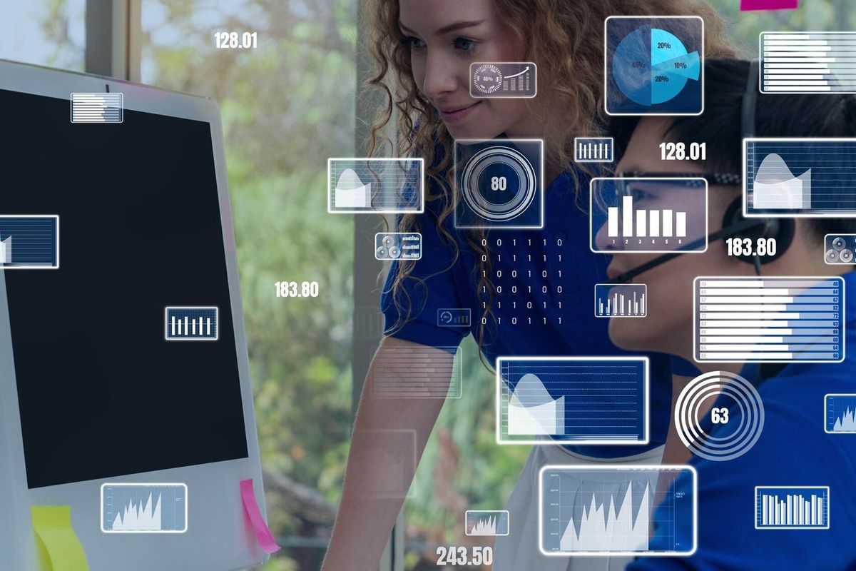Creative visual of business data analyzing technology