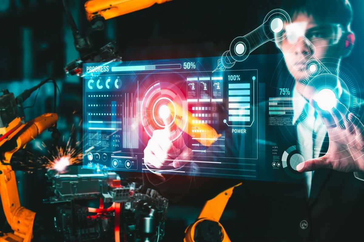 Advanced robot arm system for digital industry and factory robotic technology
