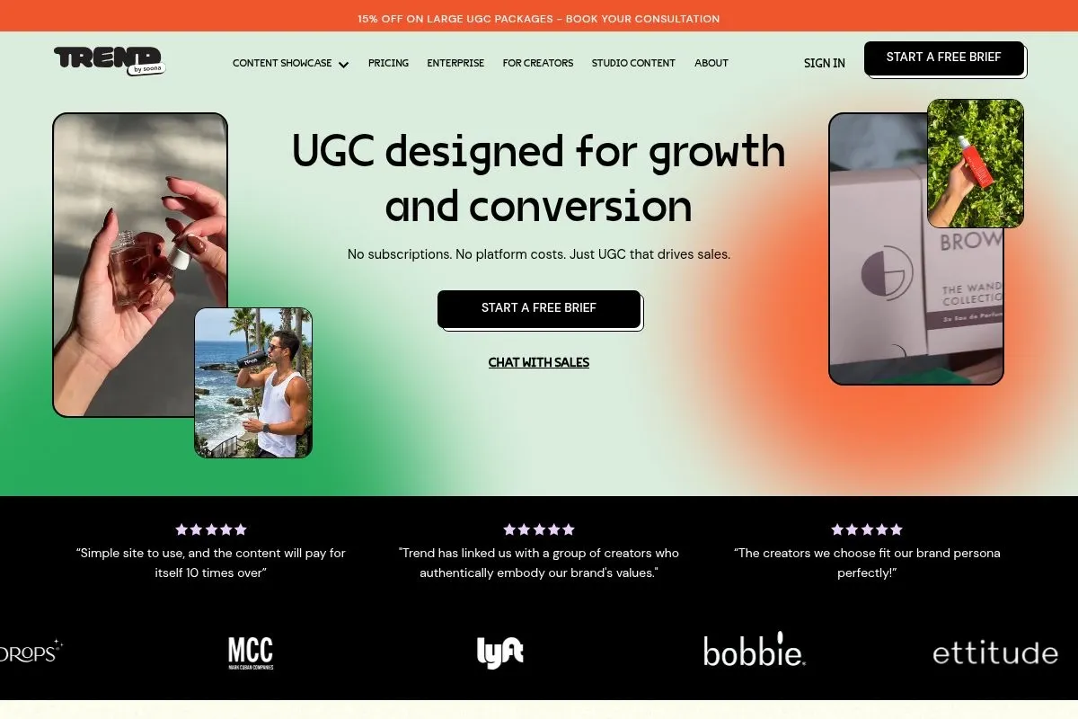 Screenshot of Trend's homepage