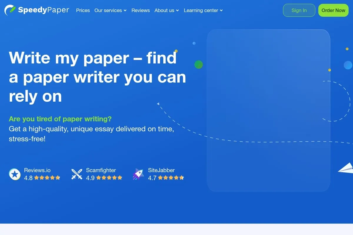 Screenshot of SpeedyPaper's homepage