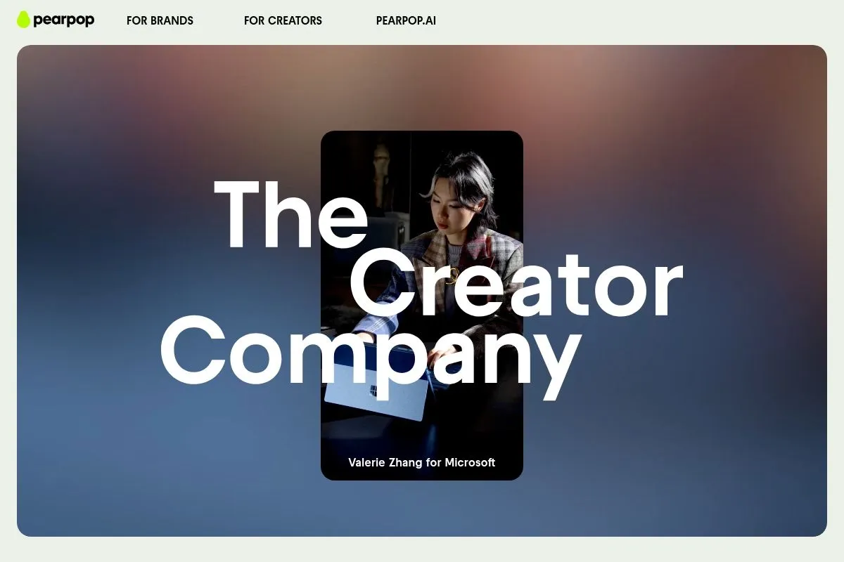 Screenshot of Pearpop's homepage