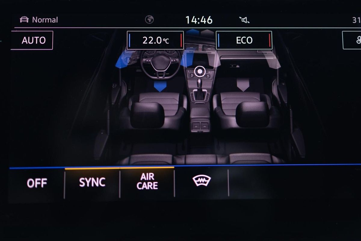 Modern car climate control display for driver and passenger zone climate control air conditioning